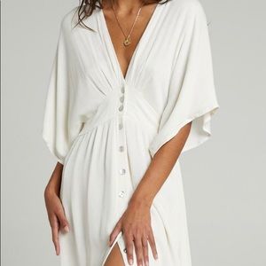 Showpo. Never been worn long white dress. Size US 14.